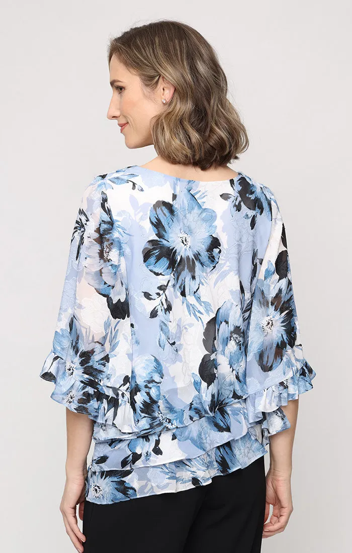 Petite Printed Chiffon Blouse with Ruffle Sleeve Detail sold by Alex Evenings product image thumbnail 2