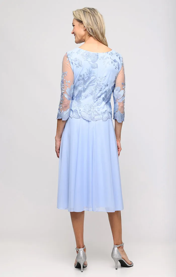 Embroidered Tulle & Chiffon Scallop A-Line Dress sold by Alex Evenings product image thumbnail 3