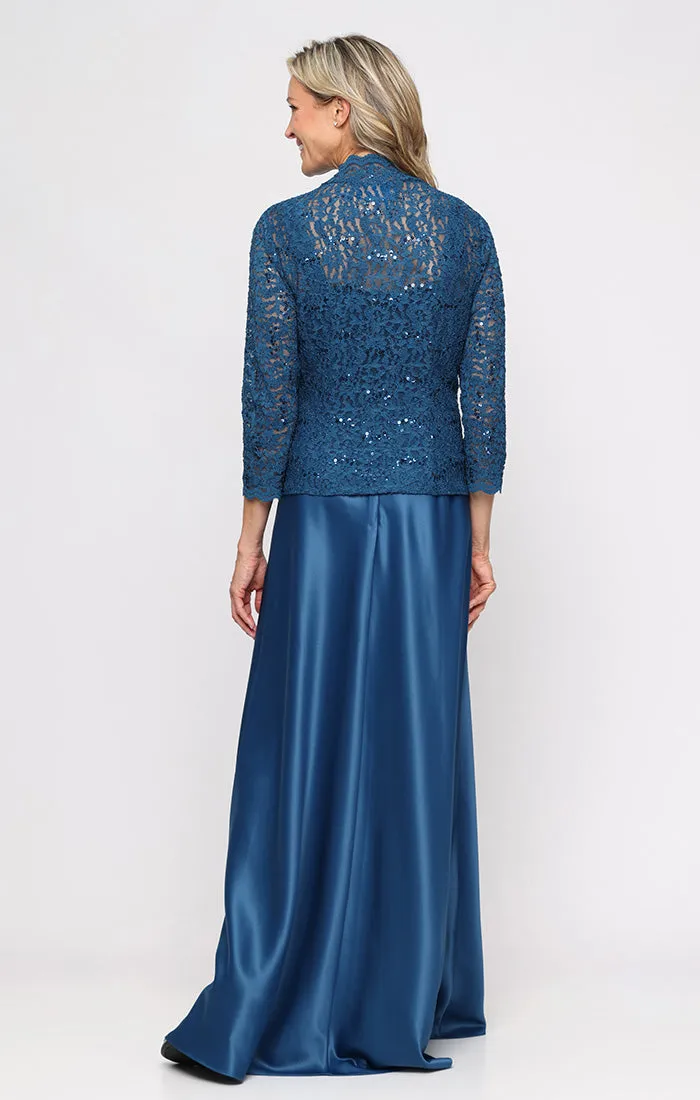 Regular - Lace & Satin Gown with Sheer 3/4 Sleeve Scalloped Lace Jacket sold by Alex Evenings product image thumbnail 4