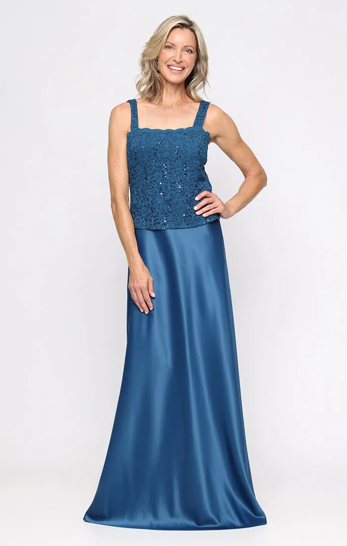 Regular - Lace & Satin Gown with Sheer 3/4 Sleeve Scalloped Lace Jacket sold by Alex Evenings product image thumbnail 3