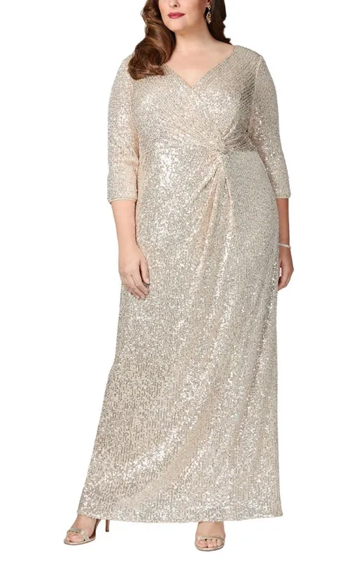 Plus - Sequin Gown with Surplice Neckline and Knot Waist Detail sold by Alex Evenings