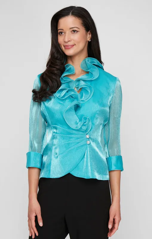 Petite Chiffon Side Closure Blouse with Ruffle Neckline sold by Alex Evenings