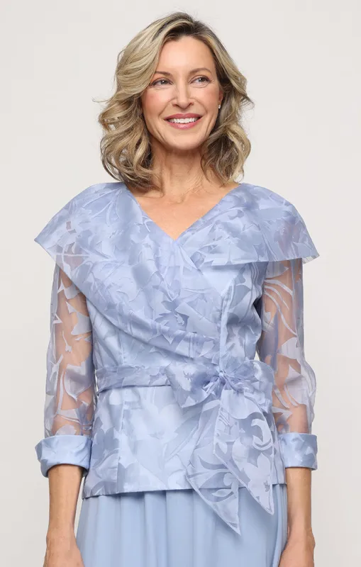 Organza Blouse with Illusion Sleeves, Portrait Collar and Belt sold by Alex Evenings