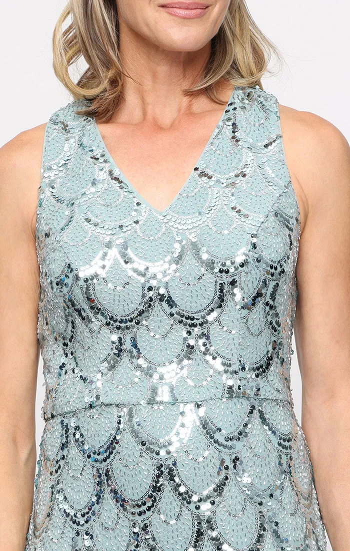 Long Sleeveless Sequin Dress with V-Neckline sold by Alex Evenings product image thumbnail 2