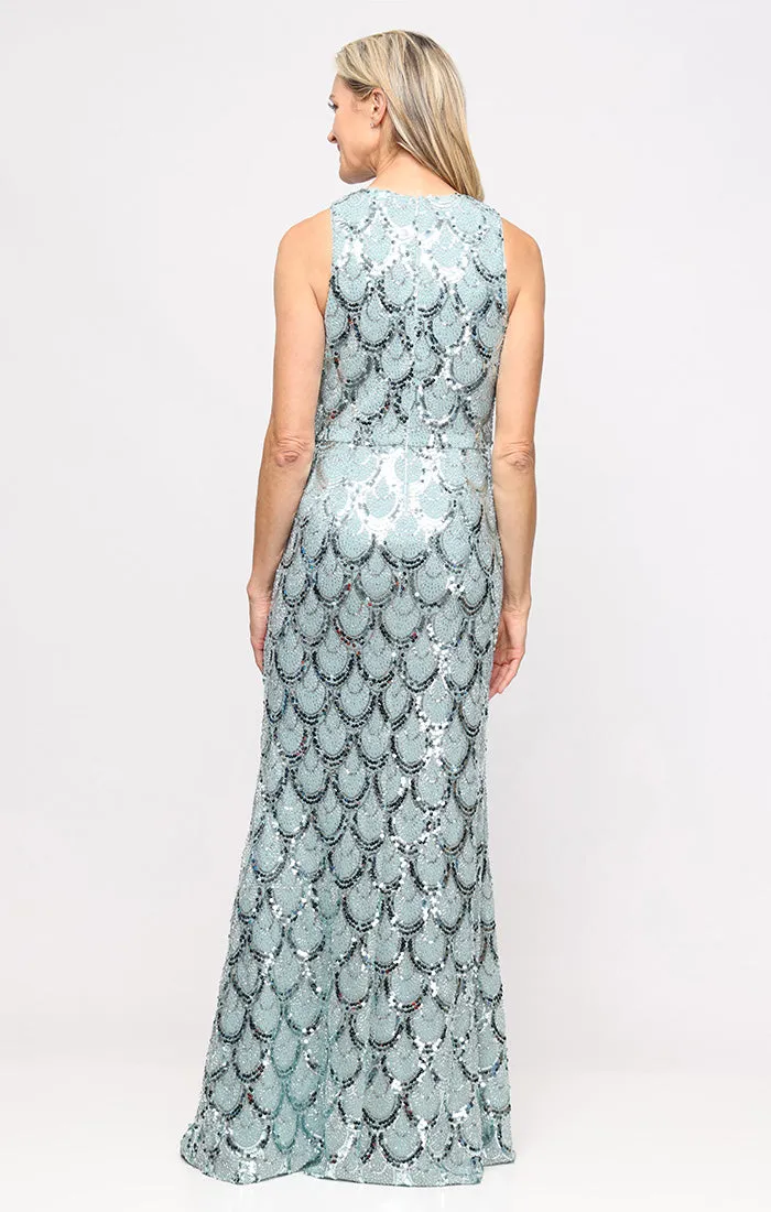 Long Sleeveless Sequin Dress with V-Neckline sold by Alex Evenings product image thumbnail 3