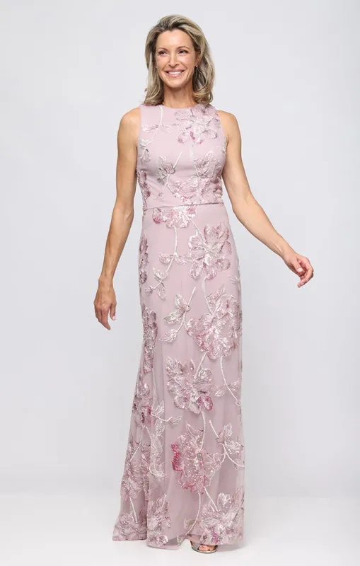 Long Sequin Embroidered Sleeveless Dress made by Alex Evenings