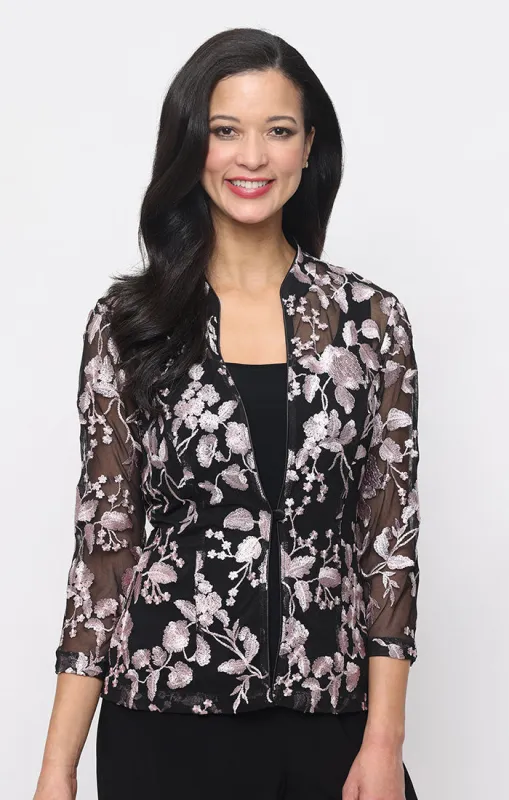 Petite 3/4 Sleeve Embroidered Twinset made by Alex Evenings