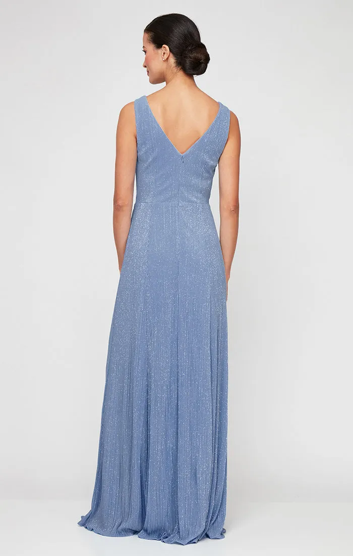 Regular - Glitter Mesh Surplice Neckline Dress with Tie Belt sold by Alex Evenings product image thumbnail 2