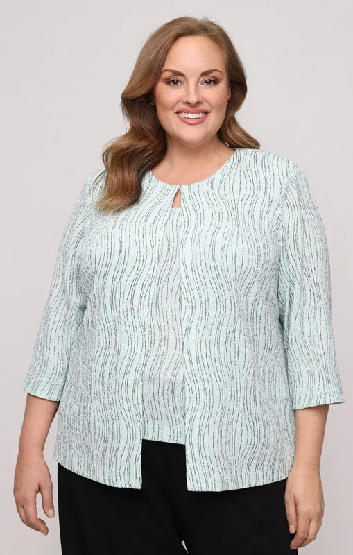 Plus 3/4 Sleeve Glitter Knit Twinset made by Alex Evenings