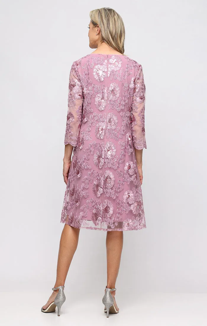 Regular - Short Embroidered Dress with Attached Jacket sold by Alex Evenings product image thumbnail 3