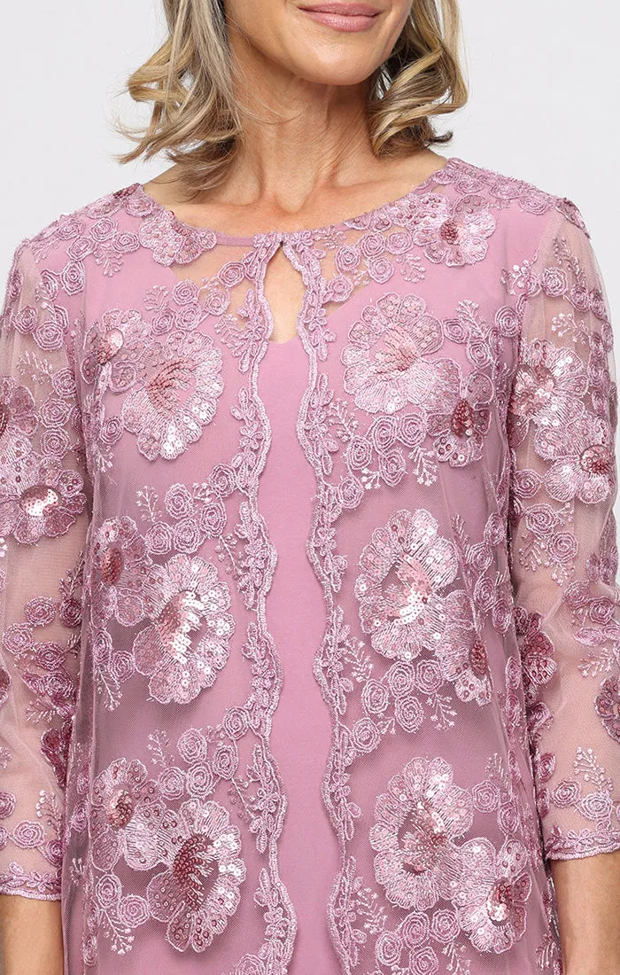 Regular - Short Embroidered Dress with Attached Jacket sold by Alex Evenings product image thumbnail 2