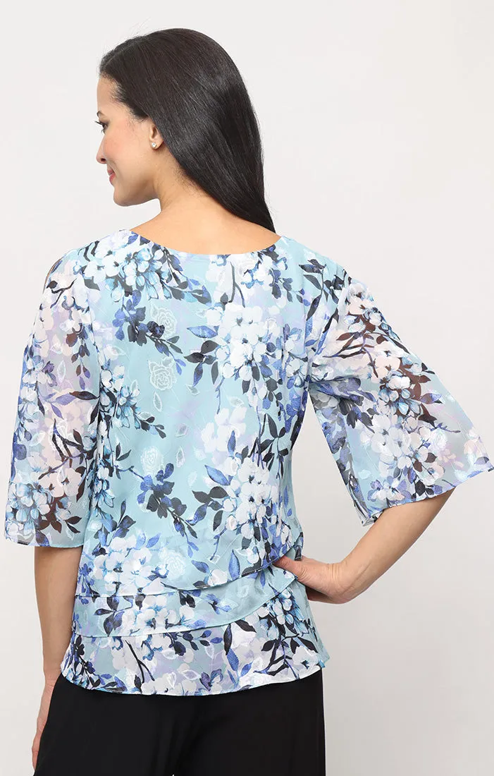 3/4 Sleeve Tiered Hem Blouse sold by Alex Evenings product image thumbnail 2