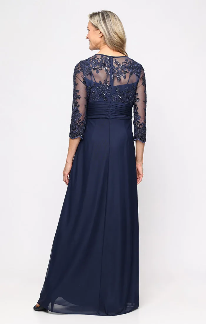 Petite Long A-Line Dress with Illusion Sleeves sold by Alex Evenings product image thumbnail 3