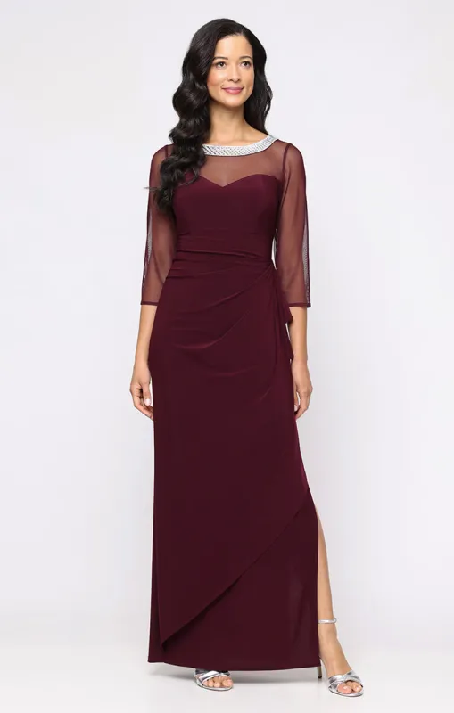 Petite - Maya Long Matte Jersey Ruched Dress made by Alex Evenings