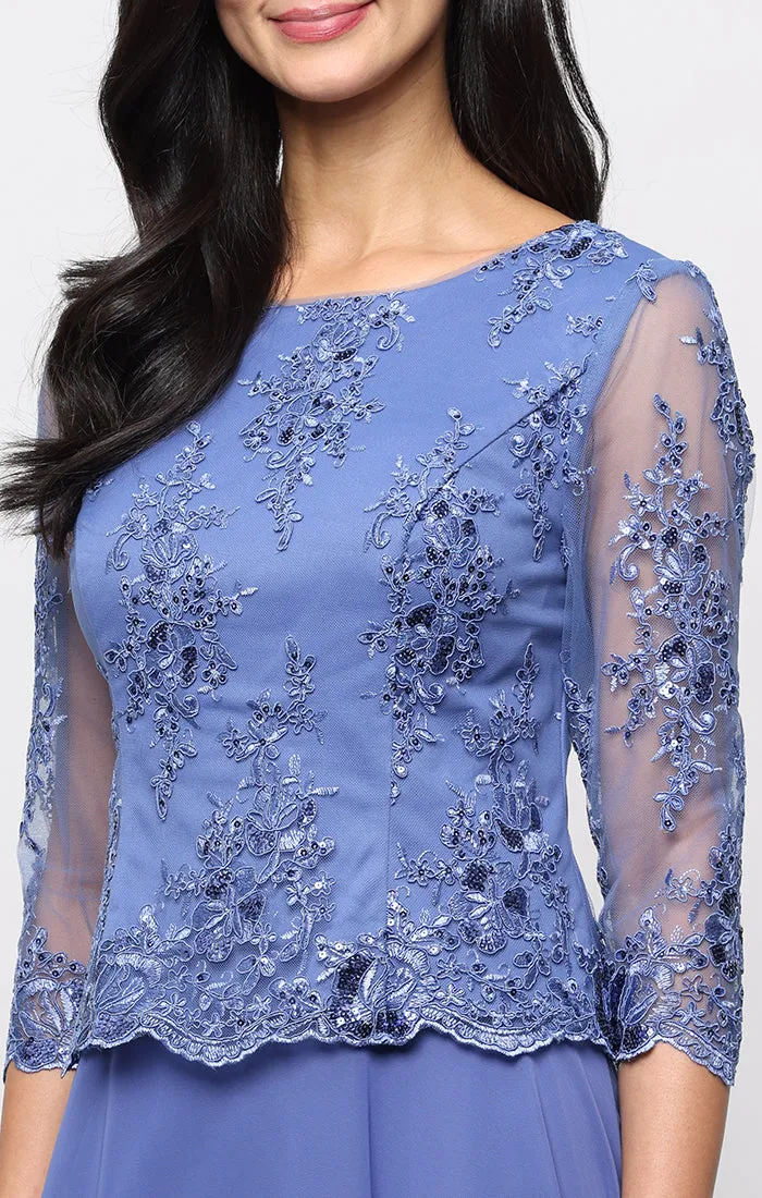 Midi Lace & Chiffon Dress sold by Alex Evenings product image thumbnail 2