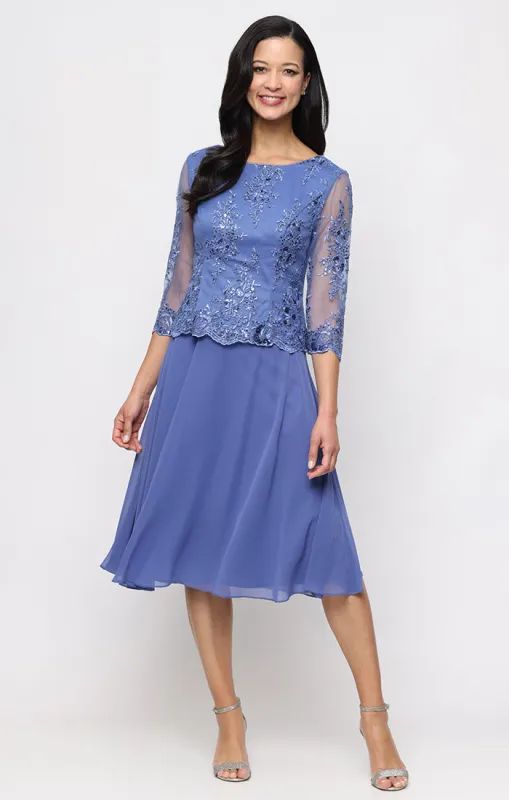 Midi Lace & Chiffon Dress made by Alex Evenings