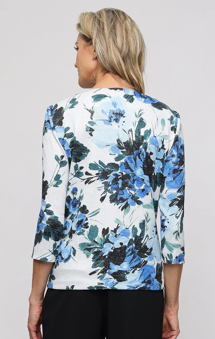 Plus Metallic Knit Floral Twinset sold by Alex Evenings product image thumbnail 3