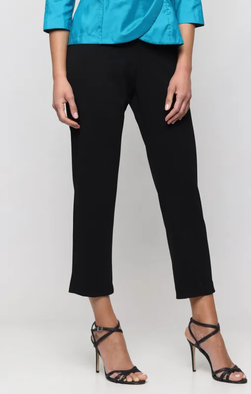 Petite Slim Cropped Stretch Crepe Ankle Pant with Side Slit made by Alex Evenings