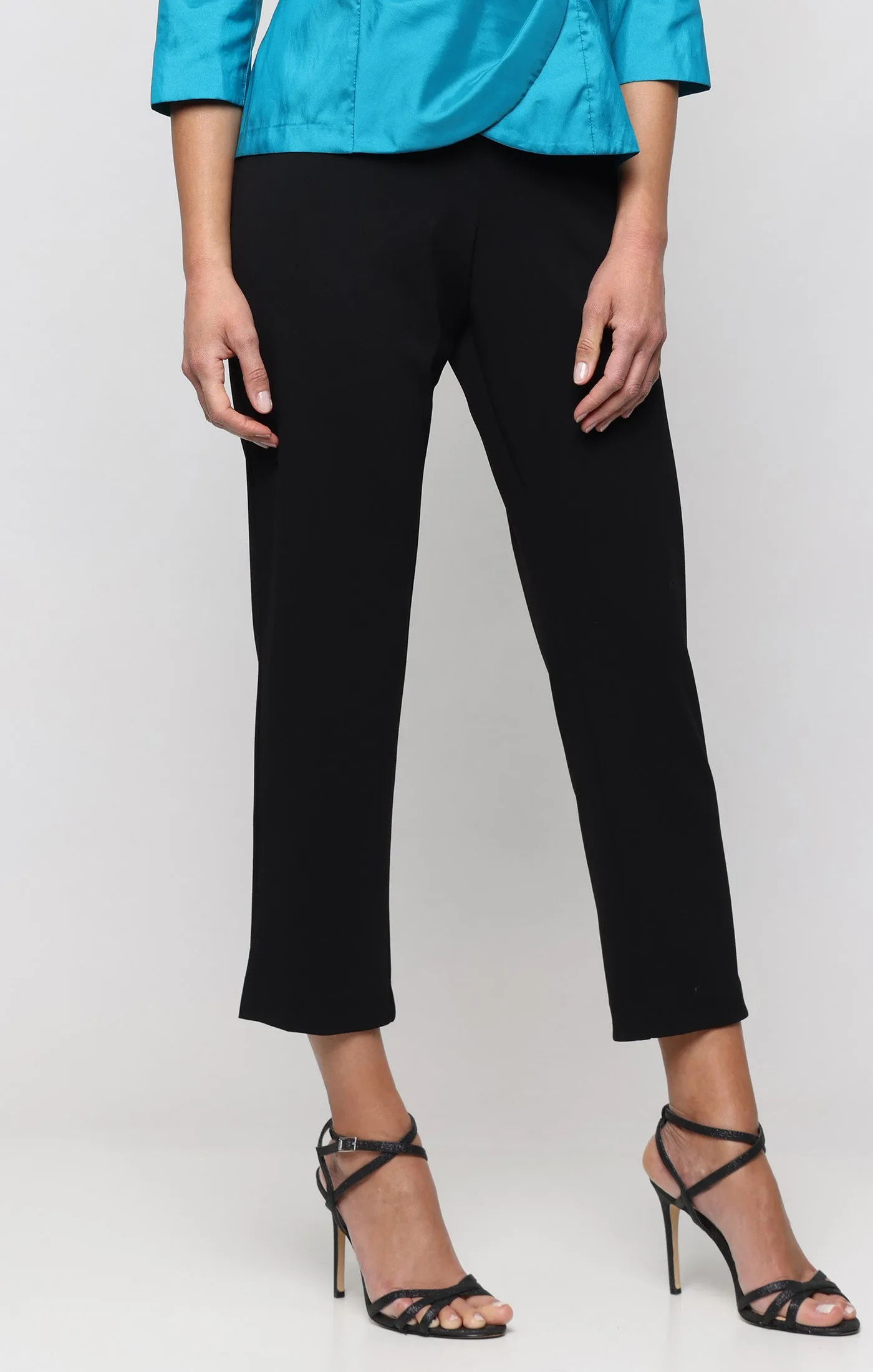 Petite Slim Cropped Stretch Crepe Ankle Pant with Side Slit sold by Alex Evenings