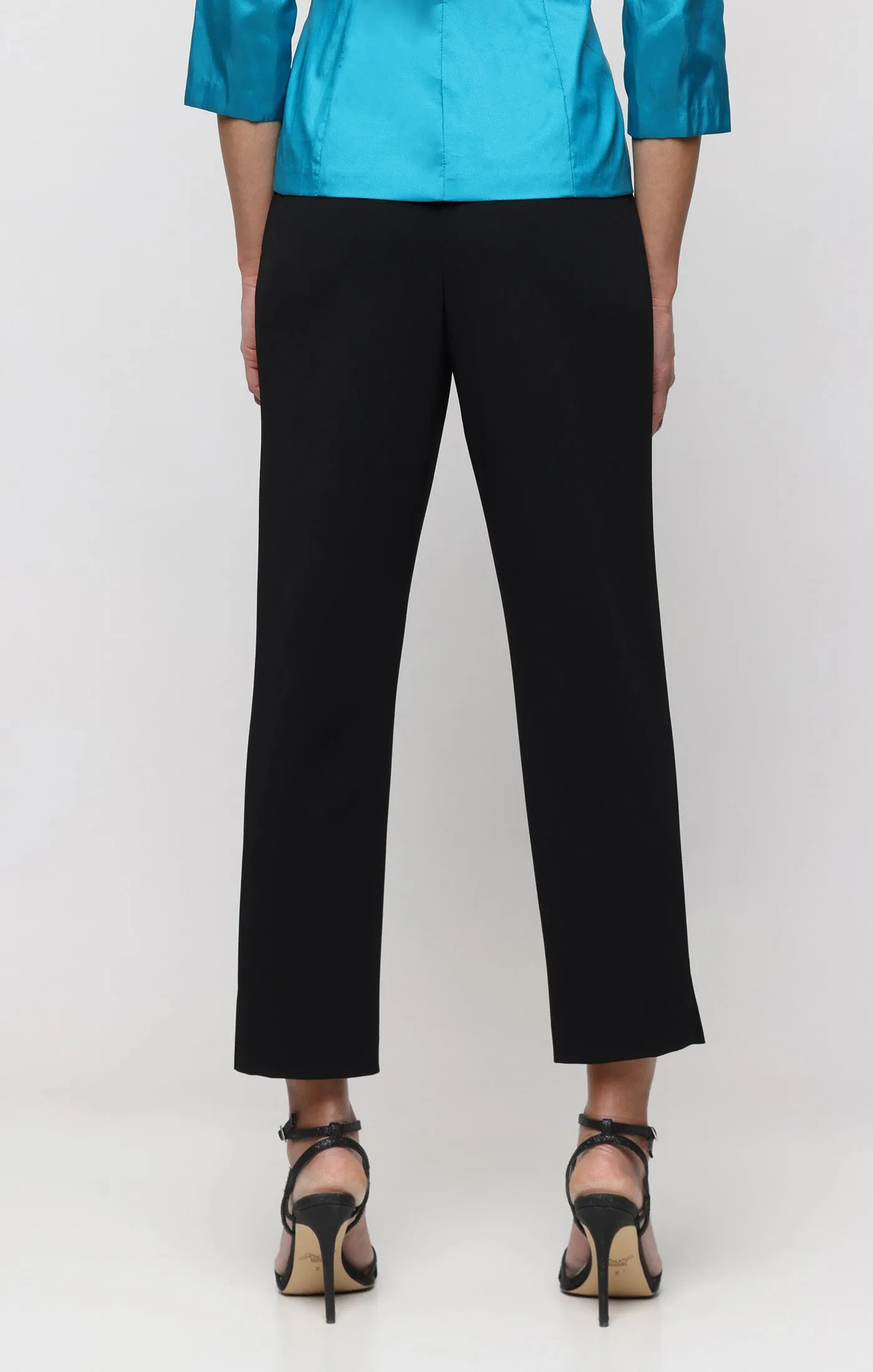 Petite Slim Cropped Stretch Crepe Ankle Pant with Side Slit sold by Alex Evenings product image thumbnail 2