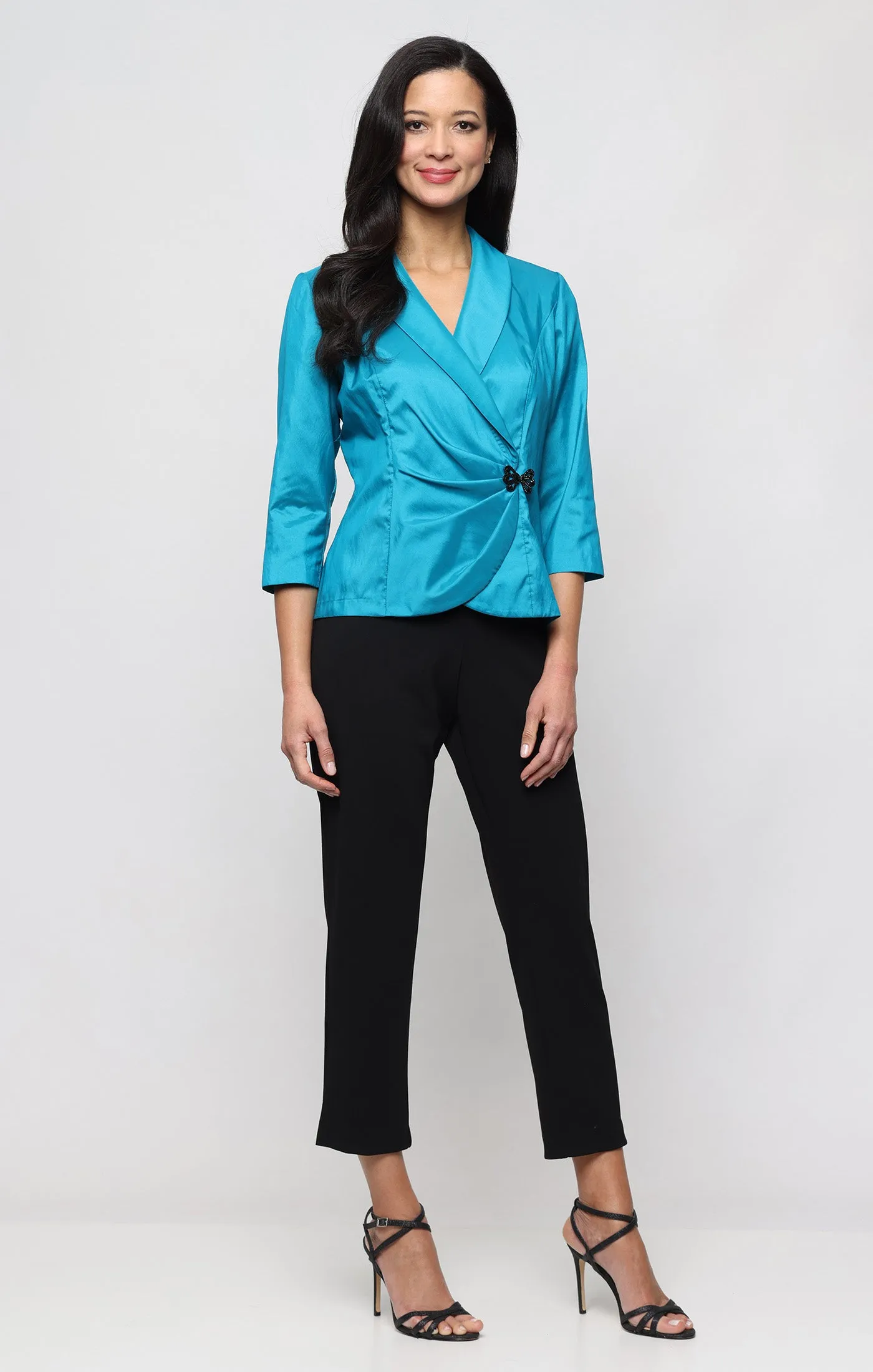 Petite Slim Cropped Stretch Crepe Ankle Pant with Side Slit sold by Alex Evenings product image thumbnail 3