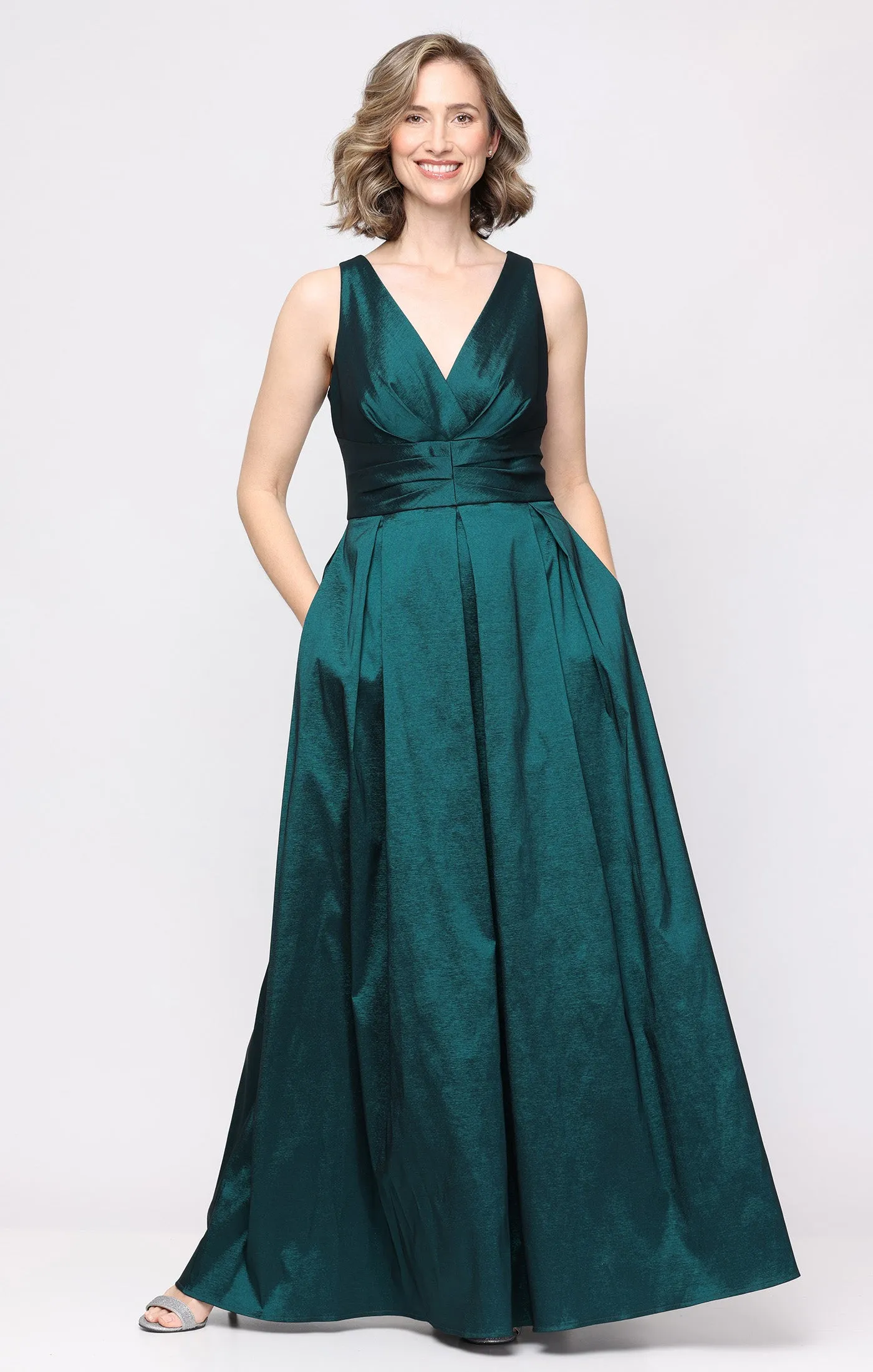 Stretch Taffeta Sleeveless Gown with V-Neckline sold by Alex Evenings product image thumbnail 4