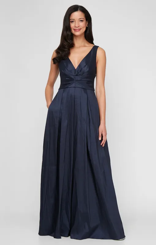 Stretch Taffeta Sleeveless Gown with V-Neckline made by Alex Evenings