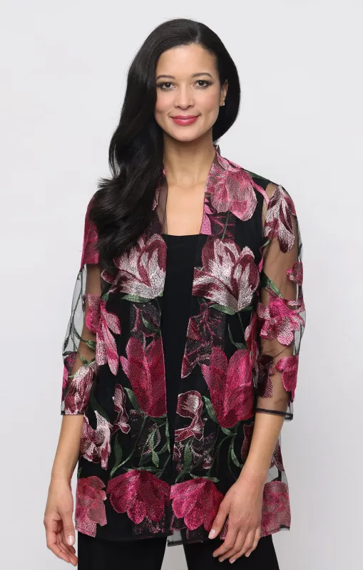 3/4 Sleeve Embroidered Tulle Twinset made by Alex Evenings