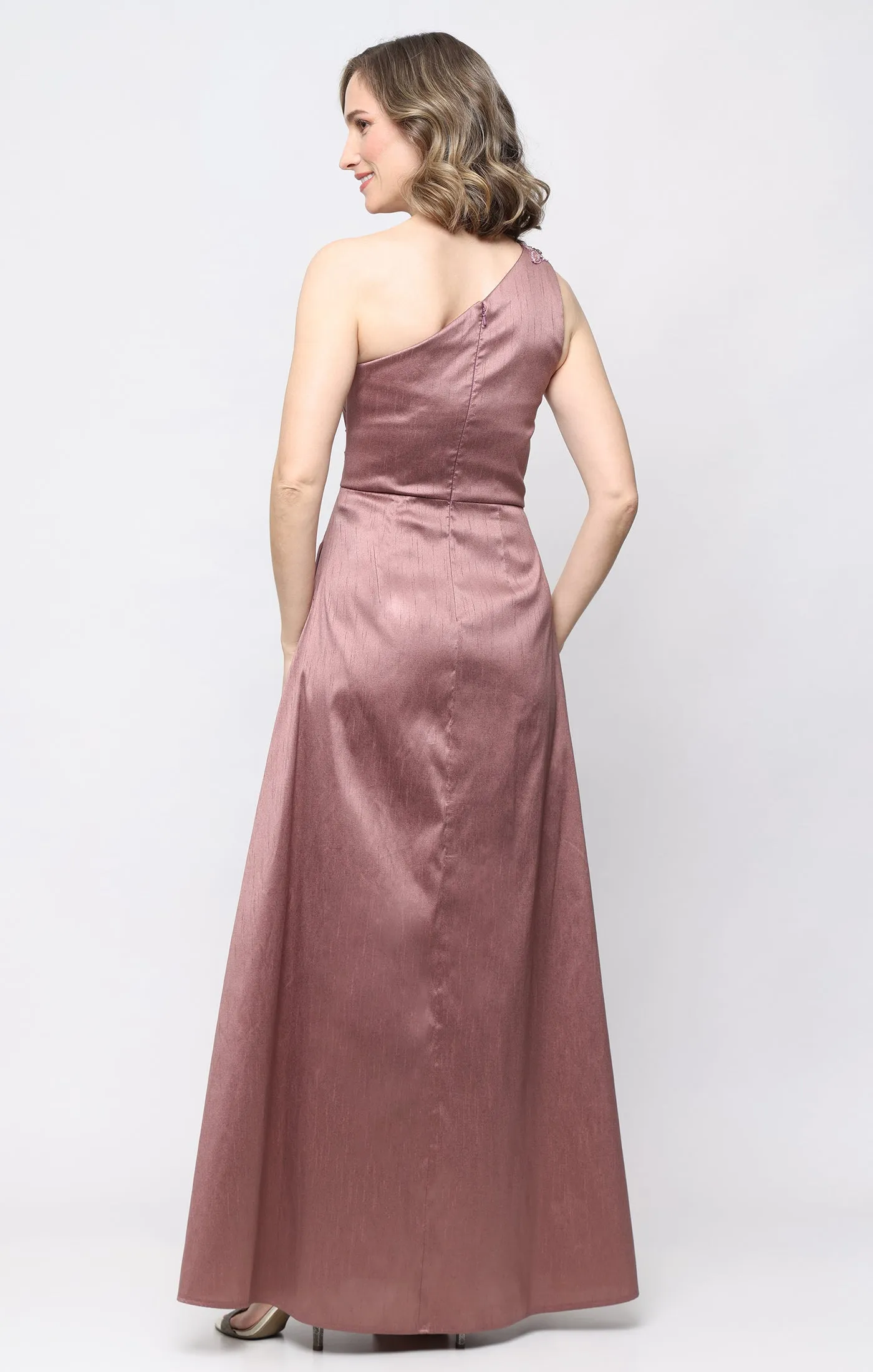 One Shoulder Shantung Dress with Beaded Detail sold by Alex Evenings product image thumbnail 3