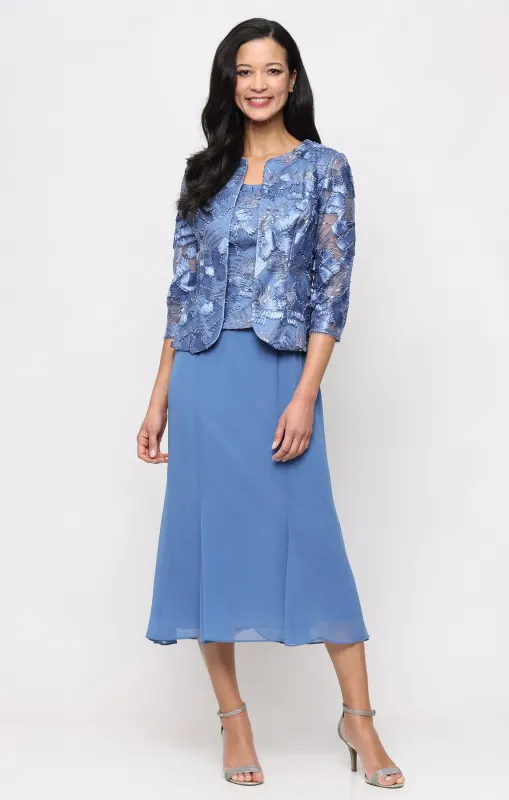 Petite Tea Length Soutache Jacket Dress made by Alex Evenings