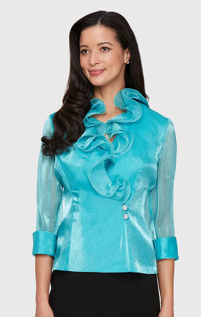 Plus - Chiffon Blouse with Ruffle Neckline sold by Alex Evenings