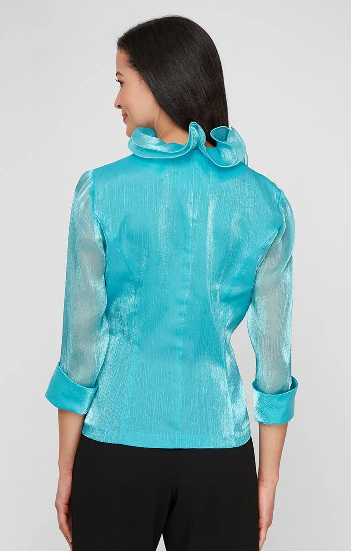 Plus - Chiffon Blouse with Ruffle Neckline sold by Alex Evenings product image thumbnail 2