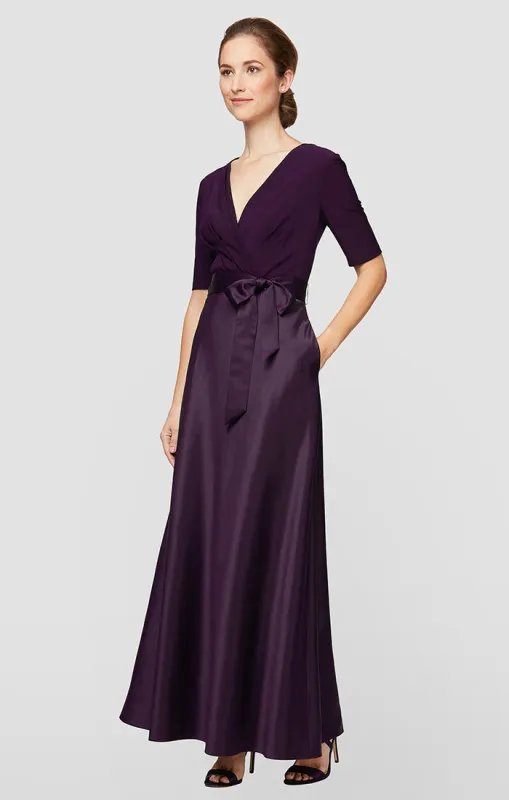 Regular - Satin & Jersey Surplice-Neckline Ball Gown made by Alex Evenings