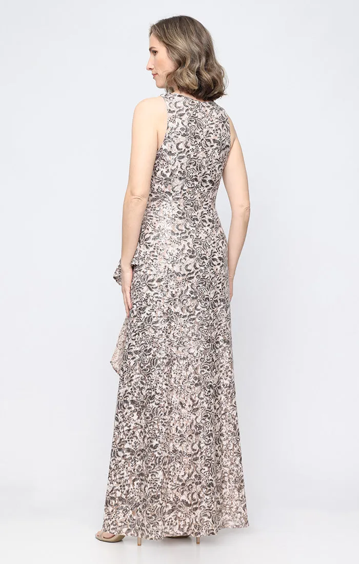 Petite - Long Sleeveless Corded Lace Dress with Cascade Detail Skirt sold by Alex Evenings product image thumbnail 3