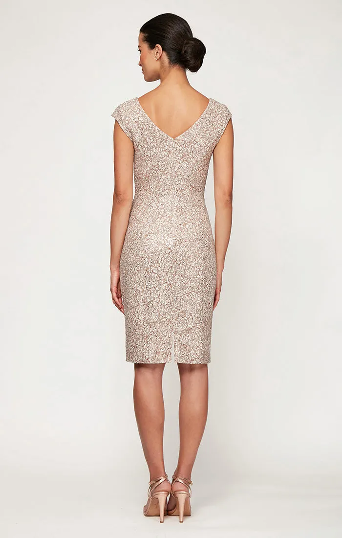 Petite - V-Neck Sheath Dress With Cap Sleeves and Cording Detail sold by Alex Evenings product image thumbnail 2