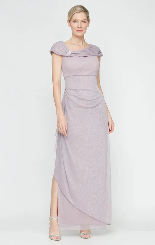 Regular - Jessica Glitter Mesh Dress with L-Neckline made by Alex Evenings