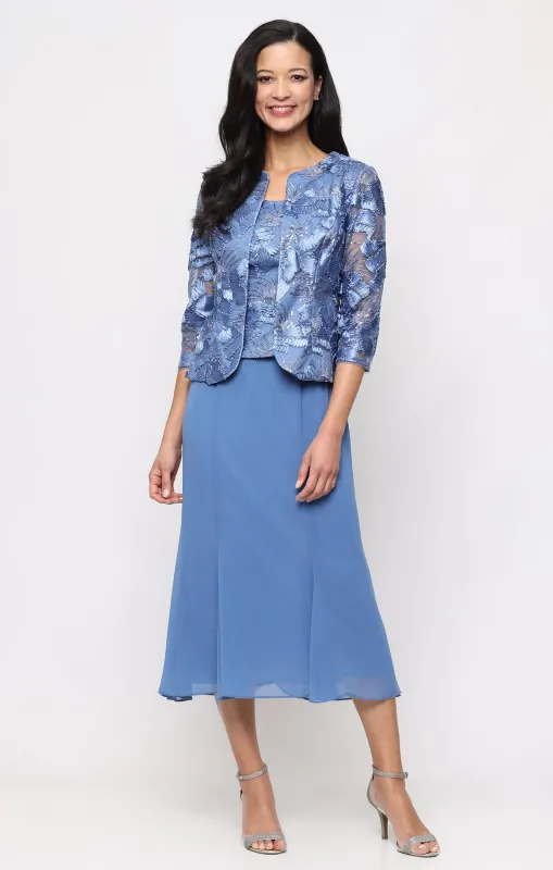 Tea Length Soutache Mock Jacket Dress made by Alex Evenings