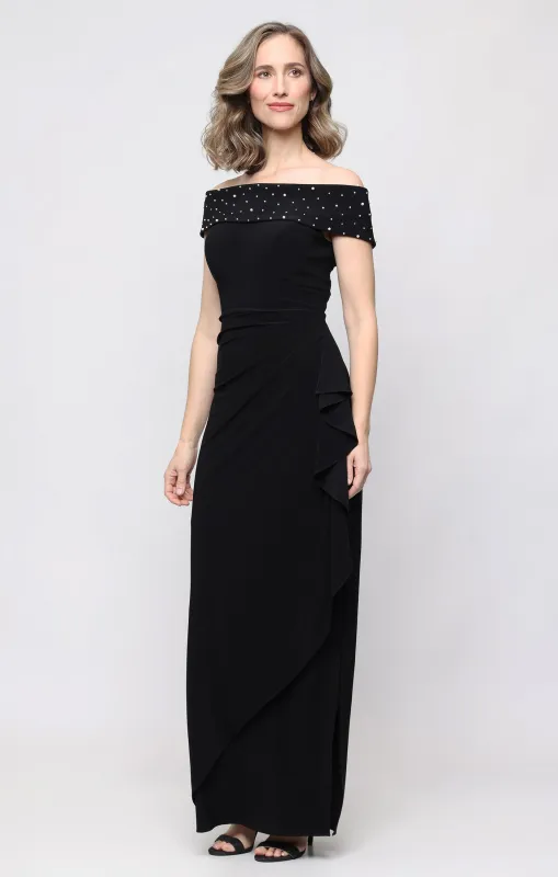 Long Matte Jersey Off the Shoulder Dress made by Alex Evenings