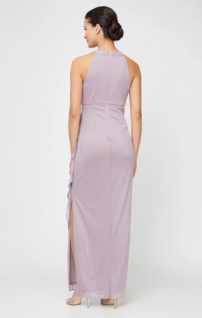 Petite - Glitter Mesh Halter Neck Dress with Cascade Detail Skirt sold by Alex Evenings product image thumbnail 3