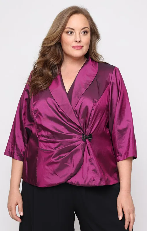Regular - Taffeta Blouse with Collar and Decorative Side Closure made by Alex Evenings