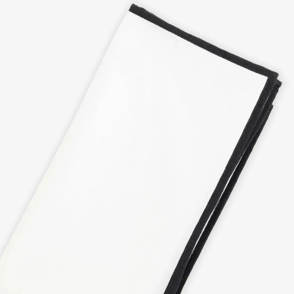 White Cotton With Border Black Pocket Square sold by Alex Evenings product image thumbnail 3