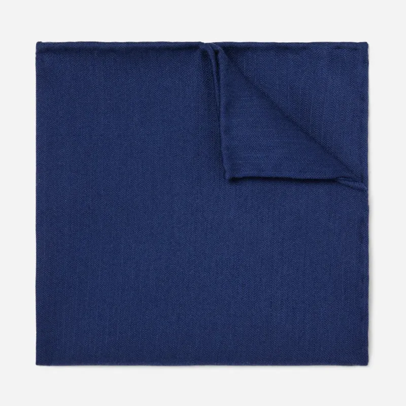Astute Solid Navy Pocket Square made by Alex Evenings