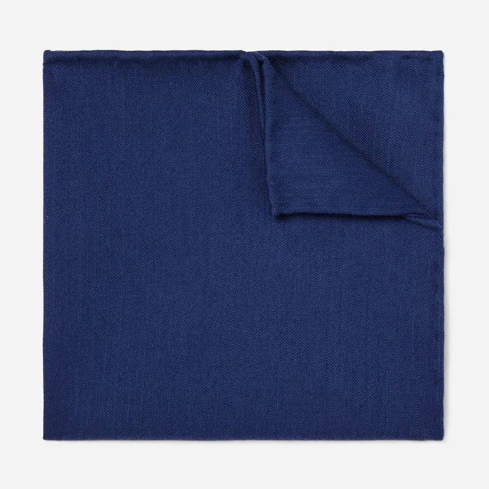 Astute Solid Navy Pocket Square sold by Alex Evenings