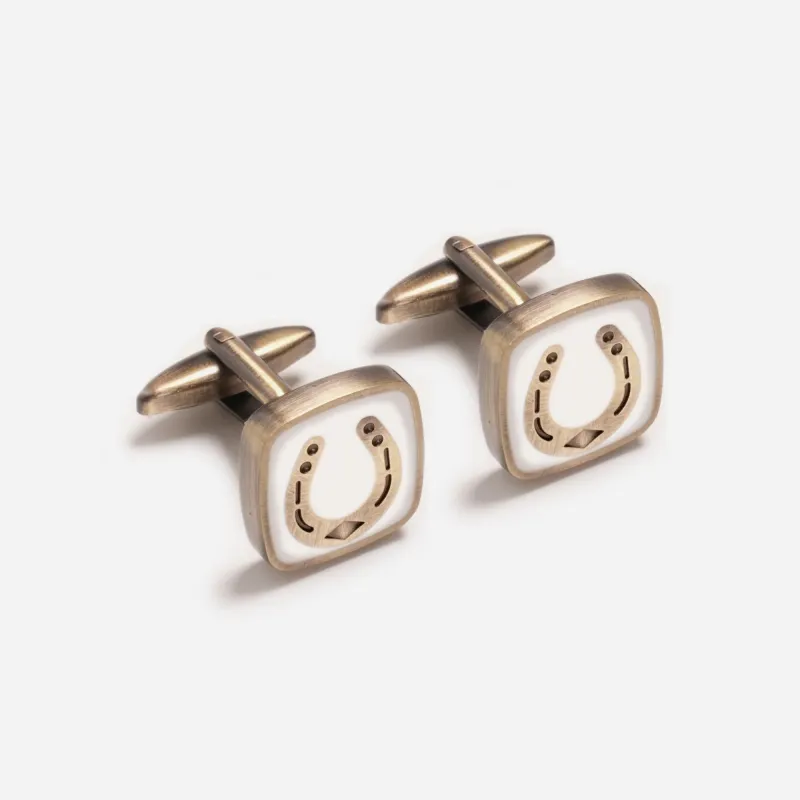 Lucky Horseshoe Antique Brass Cufflinks made by Alex Evenings