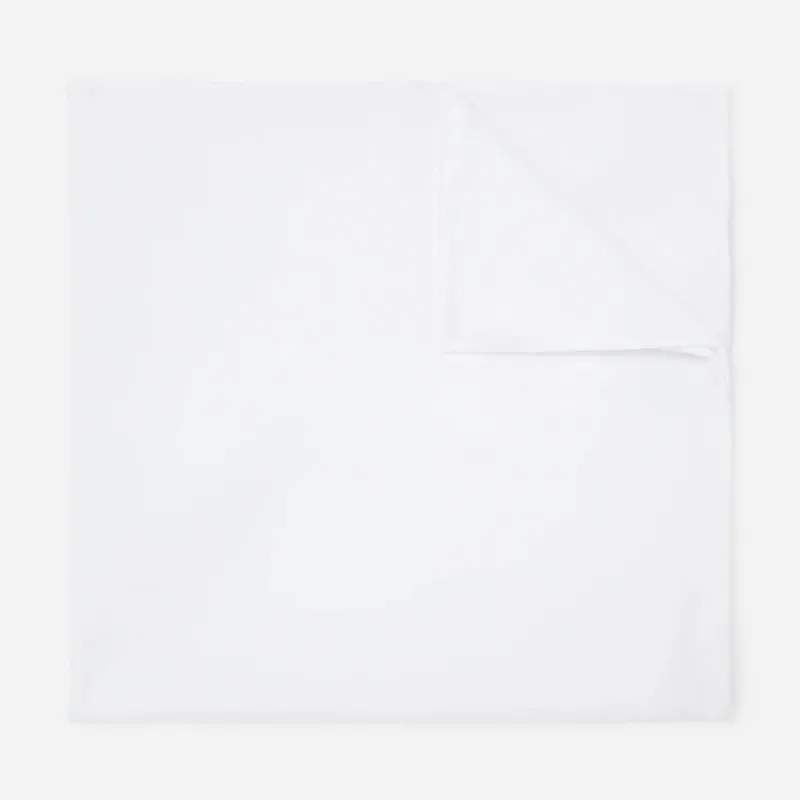 Solid White Cotton Pocket Square made by Alex Evenings