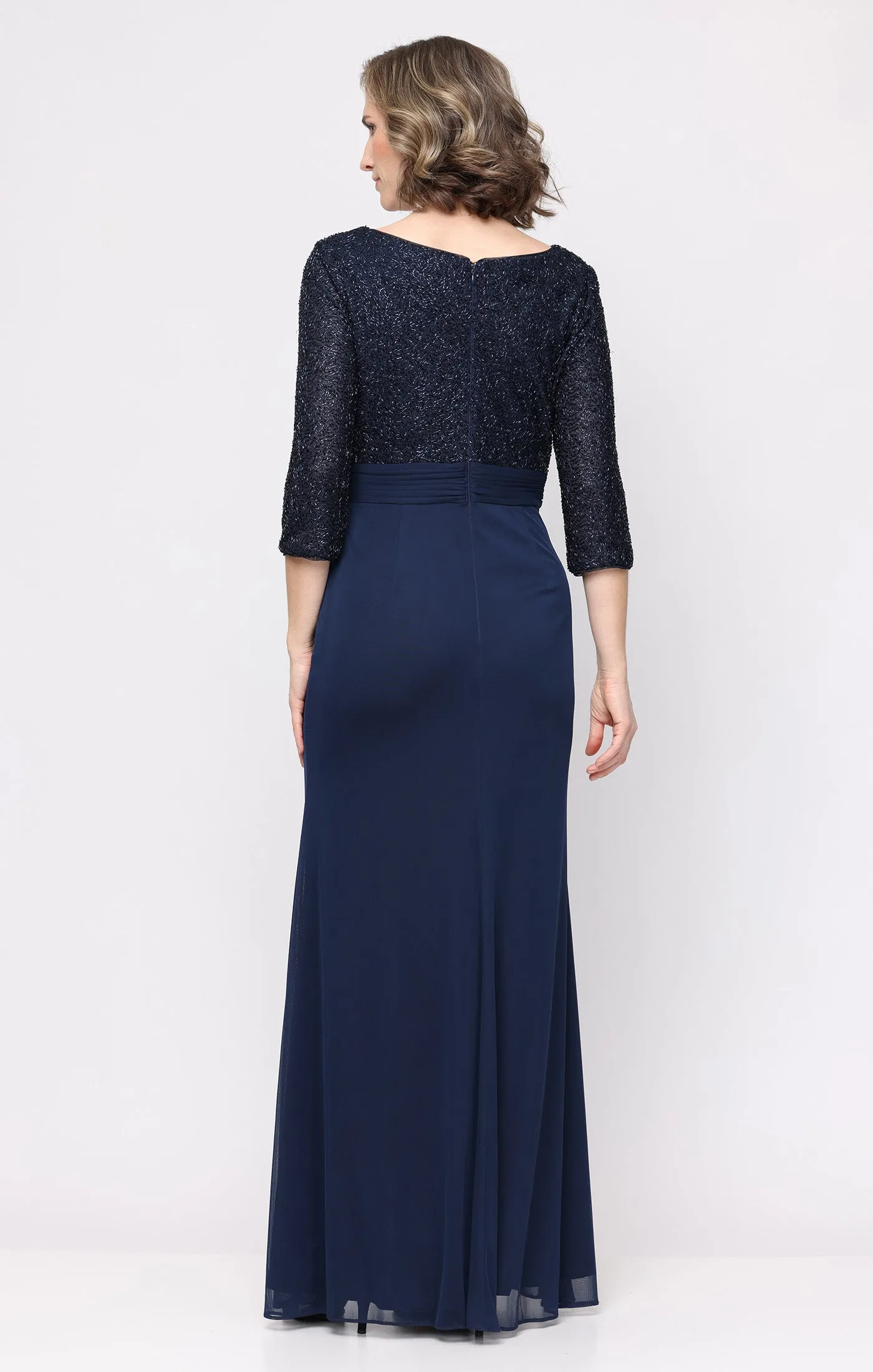 Petite Long Empire Waist V-Neck Sequin Dress sold by Alex Evenings product image thumbnail 3