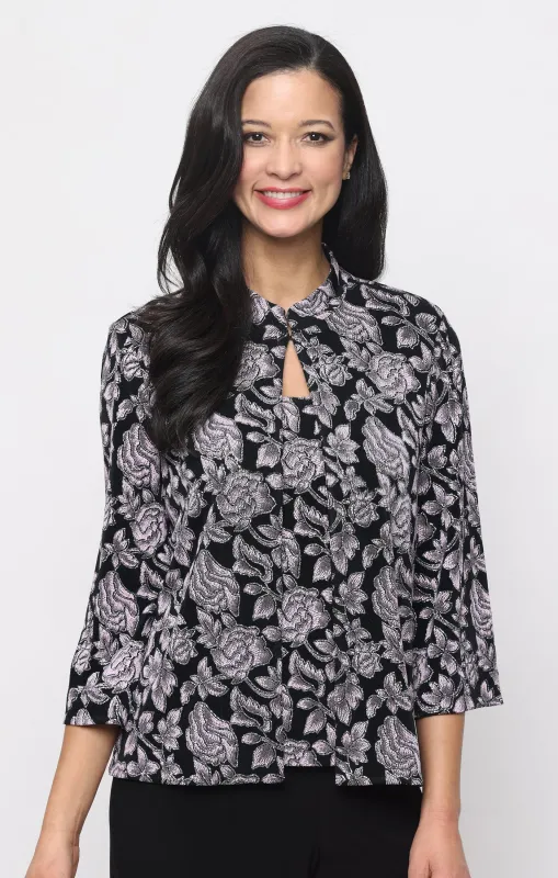 3/4 Sleeve Printed Glitter Knit Twinset made by Alex Evenings
