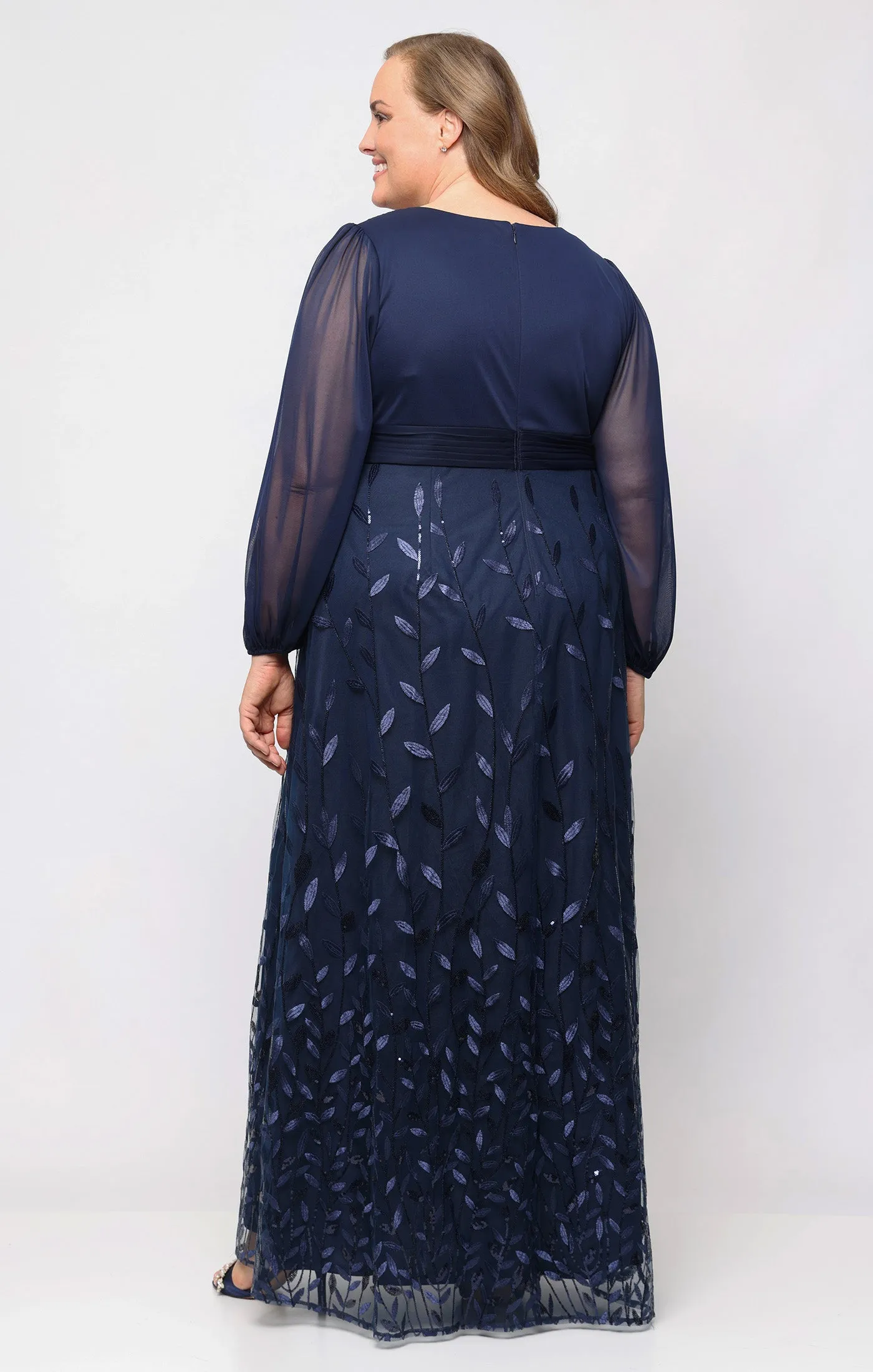 Long Embroidered Dress with Mesh Empire Waist sold by Alex Evenings product image thumbnail 2