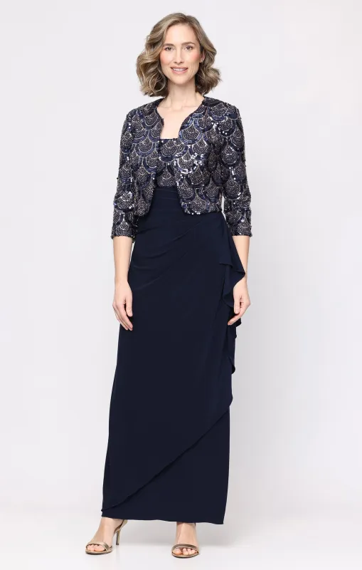 Long Empire Waist Dress with Sequin Bolero Jacket made by Alex Evenings