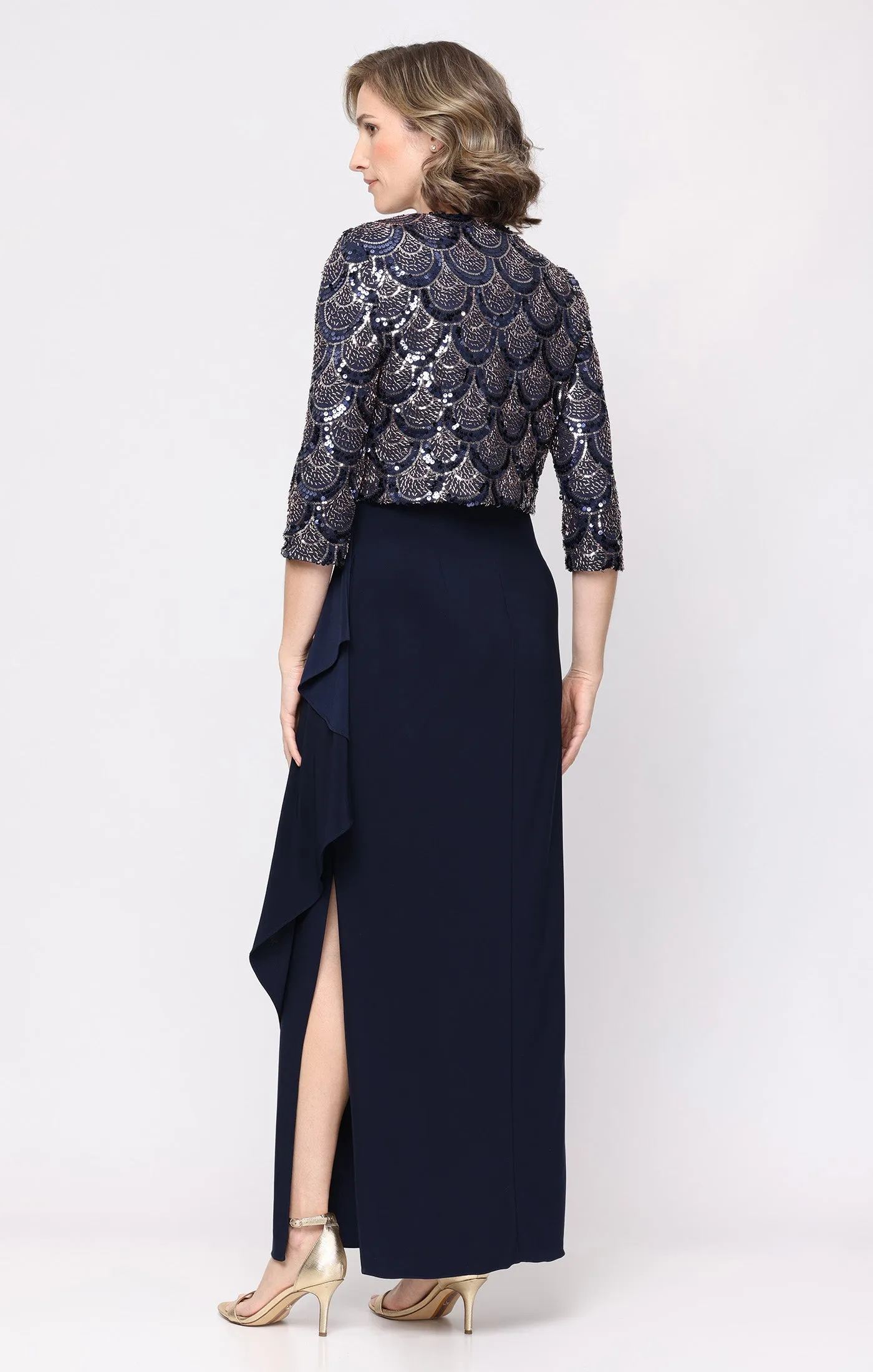 Long Empire Waist Dress with Sequin Bolero Jacket sold by Alex Evenings product image thumbnail 2